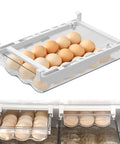 Adjustable Egg Tray For Refrigerator With Pull Out Drawer Design Food Grade PP Plastic Egg Organizer Bin Space Saver