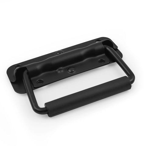 Heavy Duty Spring Loaded Surface Mount Folding Handles With Stainless Steel Construction And Comfortable Rubber Grips Set Of 2 Black