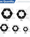 Diagram of Must Have 105 Piece M6 M8 M10 M12 M14 Lock Nut Set With Internal Tooth Star Lock Nuts showing sizes and quantities