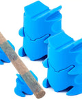 4 Pack Adjustable Jump Block Holders For Ponies, Mini Horses And Dogs Lightweight Equestrian Jump Rail Razers in blue plastic