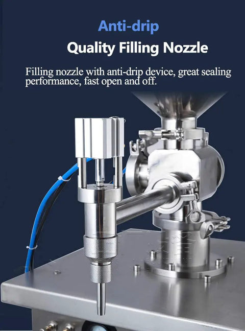 Heavy Duty Pneumatic Vertical Piston Filling Machine Built Tough Paste And Liquid Dispenser 25 To 250 Ml quality anti-drip filling nozzle close-up.