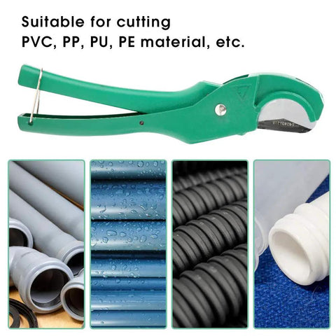 PVC Pipe Cutter With Ratchet Mechanism, Aluminum Alloy Body, Ergonomic Handle, High Precision Tube Cutter for PVC PP PU PE Materials