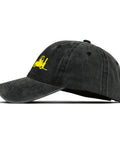 Side view of Forklift Operator Cap Grind Ready For Warehouse Crew Evolution Style Trucker Sun Hat with adjustable back strap in black