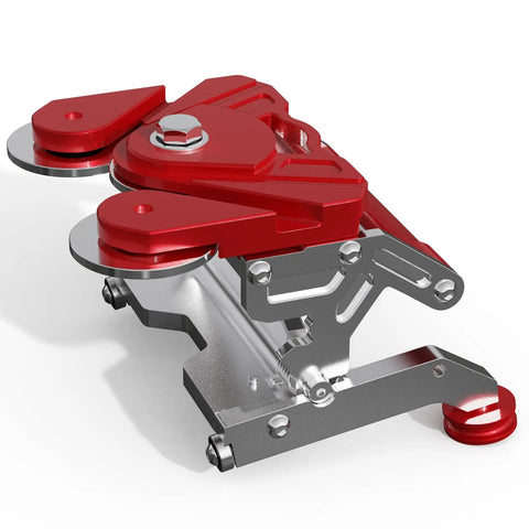 Bidirectional Cut Off Tool For Quick Left Or Right Cuts Heavy Duty Pro Grade Cutter That Slashes Through Materials Fast A Real Workhorse Compatible With Van Mark And Tapco Brakes Ideal For Roofing Siding Metal Tile Work. red metal three-wheel cutter