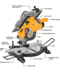 Front view of Eight and a Quarter Inch Two In One Compound Miter Saw and Table Saw for Wood and Metal, 10 Amp Dual-Function Power Tool