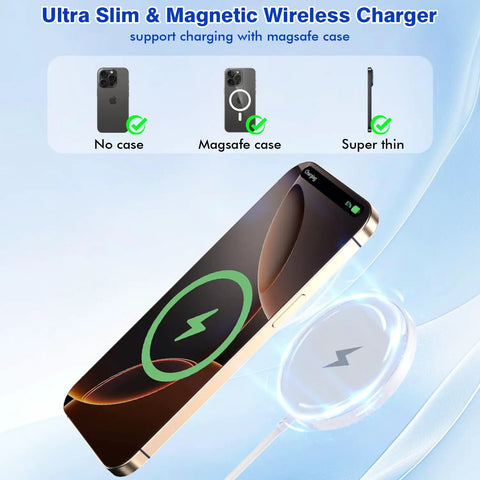 MagSafe Magnetic Wireless Charger Pad 15W MFi Certified Fast Wireless Charger For iPhone 16 Pro Max with MagSafe case support