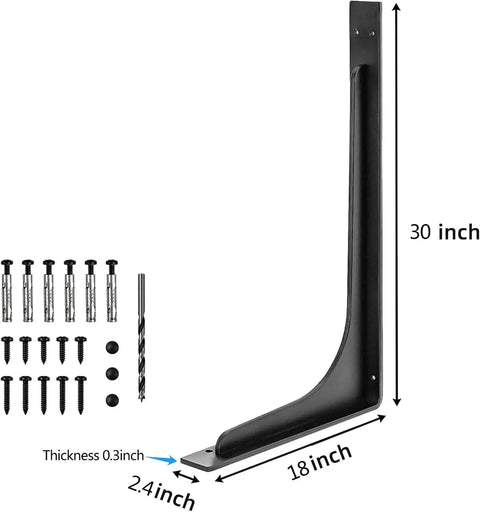 Heavy Duty L Shape Shelf Brackets Pack Of 2 Strong Metal Shelf Supports With 300lbs Max Load Corner Brace For Shelves And Counters Fits 6 To 8 Inch Deep Shelves 6x4 Inch Brackets Built To Last showing brackets and screws