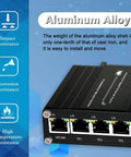 Rugged Industrial 5 Port Gigabit Ethernet Switch Built For CCTV And Factory Automation, aluminum case, impact-resistant features shown