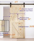 6 Ft Sliding Barn Door Hardware Kit With Black Track, 1 Quarter Inch Carbon Steel Rails, 265 Lb Load Capacity.