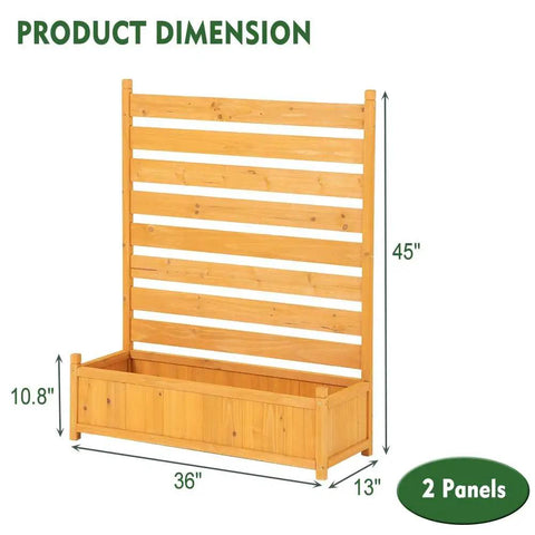 Outdoor Air Conditioner Fence Privacy Screen With Planter Box For Trash Cans And Pool Equipment Enclosure No Dig Kit Two Panels Durable Natural Fir Wood With Weather Resistant Finish showing dimensions 45x36x13 inches.