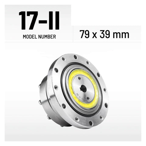 CS 17 II Harmonic Drive Strain Wave Gear Reducer for automation, stepper motors; compact 79x39mm design, side view.