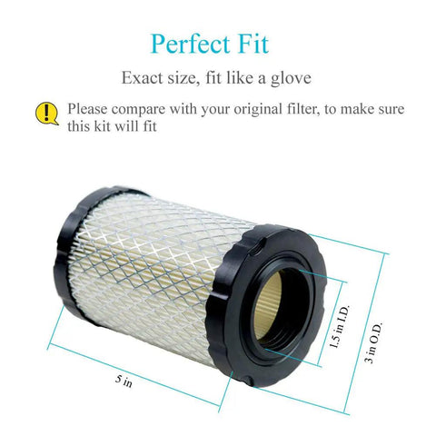 2 Pack Air Filter With Pre Cleaner Pro Performance Replacement For BS-796031 BS-591334 shown with dimensions