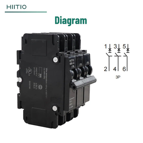AC Miniature Circuit Breaker 25 Amp 120 Volt 240 Volt 3 Pole DIN Rail Mount 35mm UL 489 Listed MCB With 10kA Breaking Capacity