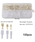 Top Tier 120 Piece Spade Connectors Kit With Heavy Gauge Male And Female Quick Disconnect Terminals In 2.8 4.8 Plus 6.3mm Sizes box