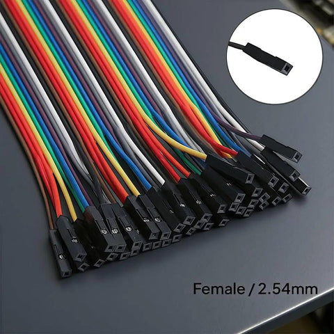 Multicolor 20cm Jumper Wires Set Female To Female Breadboard Ribbon Cables 40 Piece Assorted Kit 2.54mm Pitch Copper Clad Aluminum