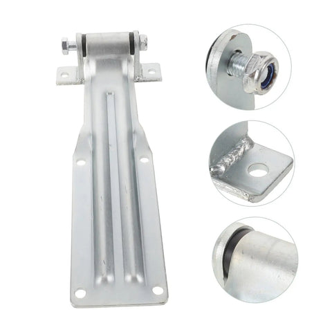 Heavy Duty Truck Door Hinge For Utility Trailer And Refrigerated Truck With Iron Construction And Anticorrosion Finish Delivers High Strength And Stable Temperature Control For Cargo Applications. silver iron hinge with mounting holes
