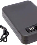 Portable Security Case Lock Box Safe With Combination Lock For Documents And Valuables, large black box with anti-pry steel, cable