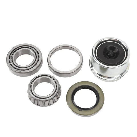 BeefedUp Heavy Duty Trailer Wheel Hub Bearings Kit With L44643 And L44610 Bearings and Race Set 12192TB components displayed