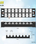 Dimensions of Durable 25A 600V Dual Row Screw Terminal Block With Cover 8 Position Pre Insulated Wire Terminal Strip PC Shell