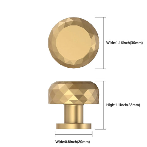 Heavy Duty Champagne Bronze Cabinet Knobs And Drawer Pulls 10 Pack No Drama Solid Metal Hardware For Kitchen Cupboards And Dressers With A Slick Smooth Finish Built Tough For The Long Haul 1.16 inch round knob with faceted design.