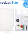 25 Pack Mini Sewing Kits Bulk On The Go Quick Fix Solid Wardrobe Essentials including scissors, buttons, and thread.