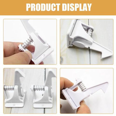 16 Piece White ABS Safety Cabinet Locks For Dressers And Freezers Keeps Little Ones Out And Doors Shut With Easy Install