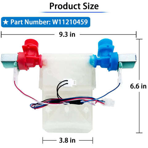 Washer Water Inlet Valve Replacement For Kenmore Maytag Crosley Amana Inglis, Part W11210459, 9.3 x 6.6 x 3.8 inches