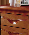 Totally Solid Rustic Brown Nightstand Fits Every Room Layout Stackable Side Table With Front Storage Drawer Durable Wood Finish showing two drawers and polished wood surface.