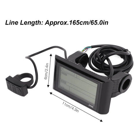 Ride Ready S900 Electric Bike Display Upgrade For 36V And 48V EBike LCD Meter With 5 Pin Waterproof Socket, size details shown