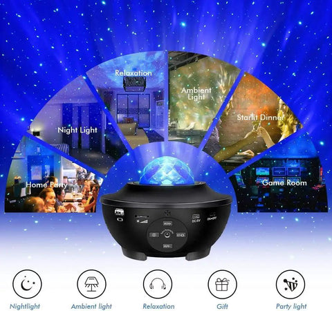 Starry Sky Projection Night Light With Remote Control Music Speaker And Timer Galaxy Projector with ten color effects