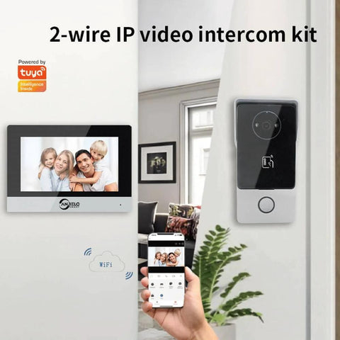 Two Wire Video Intercom System With Indoor Monitor And Wifi Doorbell Camera, 7 Inch 1080P Touchscreen, installed view