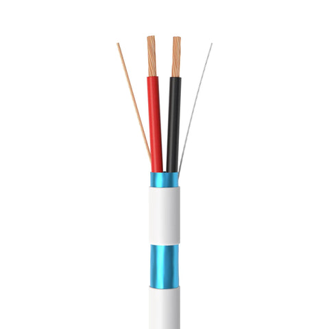 500ft Stranded 22/2 CCA Shielded Low Voltage Alarm Cable for security systems showing wire composition and shielding