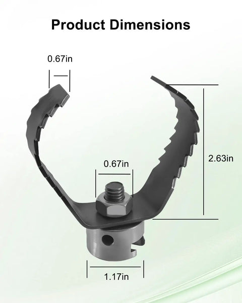 Knock Out Stubborn Pipe Clogs Fast With This Heavy Duty Three Inch Sharktooth Root Cutter Blade Fits K-60-SE Drain Cleaners Replaces 98055 T-150 7/8 Cable Rock Solid product dimensions showing size details in inches.