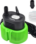 Heavy Duty Submersible Sump Pump For Above Ground Pools With No Sweat Pool Cover Drainage Design with hose attachments and power cord.