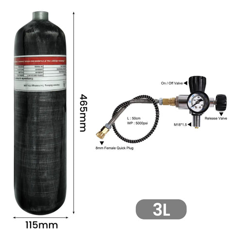 3L Carbon Fiber PCP Air Tank With Filling Station And Regulator Gauge 4500 PSI High Pressure HPA Cylinder For Paintball