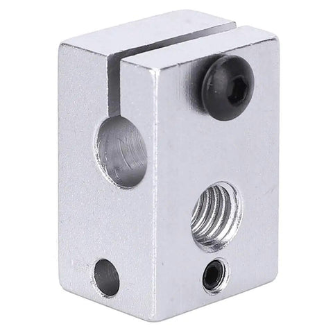 Five Piece Metal Heat Block Set For 3D Printers, Standard Universal Size, Spare Replacement Parts With Hex Wrench, Durable Heater Blocks For Continuous Printing, Easy Maintenance, Industrial Grade Printer Accessories, metal 3D printer heater block with threaded hole and screw