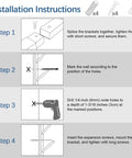 Installation instructions for Heavy Duty Carbon Steel 4 Layer Skateboard Wall Mount Rack Snowboard Ski Display Holder.