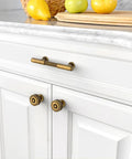Close-up of a 10 Pack 3 Inch Brushed Antique Brass Cabinet Pulls For Kitchen Cabinets Cupboards And Drawers Beefy Sturdy Metal Hardware