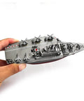Hand holding Realistic Military Aircraft Carrier RC Boat With 2.4G Remote Control, Water Surface Power Boat Toy For Kids, High Detail Silver Design