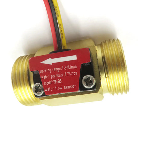 Three Quarter Inch Brass Flow Sensor Switch With Hall Effect Water Meter, 1 To 30 Liters Per Minute Flow Range, BSPT Male Thread
