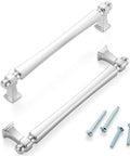 10 Pack 5 Inch Hole Centers Polished Chrome Cabinet Pulls with 1 Inch and 1 1/2 Inch Screws Solid Metal Rust Resistant Hardware
