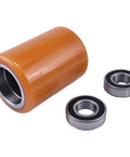 Svyoroo Electric Pallet Jack Wheel Replacement Part Fits Toyota 8HBW23 Forklift, 82.5x114x52mm orange load roller with bearings.