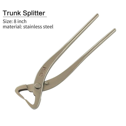 8 inch stainless steel trunk splitter from 4 Piece Bonsai Tool Set All In One With 8 Inch Concave Cutter Knob Cutter Trunk Splitter And Bonsai Scissors Built For Precise Pruning And Clean Healing Cuts For Beginners And Pros Pro Grade Gear.