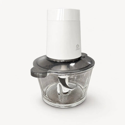 Cuisine Talent Electric Food Chopper With 1.8L Glass Bowl 150W Motor for chopping soft meat and veggies, compact design.