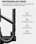 Close-up of handlebar design on Quiet Indoor Cycling Bike With LCD Monitor And Heart Rate Tracking, showcasing four riding positions.