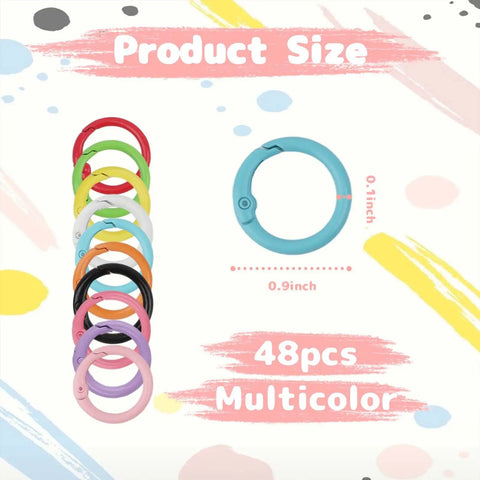 48 Pack Bulk Value Set Multicolor Small Round Carabiner Clips 1 Inch Metal Key Ring Hooks For DIY Keychains Bags Purses Crafts And Quick Attachments Great For Dog Tags And Accessories Perfect For Keychain Making Bag Charms Purses Dog Tags Lanyards And