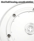 Close-up of 4 Pack 6 Inch Clear Acrylic Lazy Susan Turntables With Ball Bearing Rotation showing steel bearings and smooth rotation