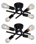 Four Light Semi Flush Mount Ceiling Light Fixture Two Pack Matte Black With E26 Base Modern Farmhouse Style set on display.