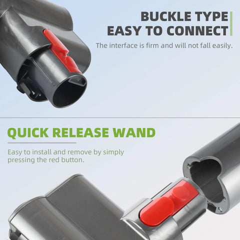 Detail of Mini Brush Head Tool For Cordless Vacuum Cleaners V7 V8 V10 V11 V15 showing easy plug and play quick release feature.