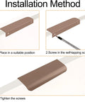 Installation guide for Curved Aluminum Finger Edge Drawer Pulls 120mm Brown 16 Pack showing self-tapping screw steps.